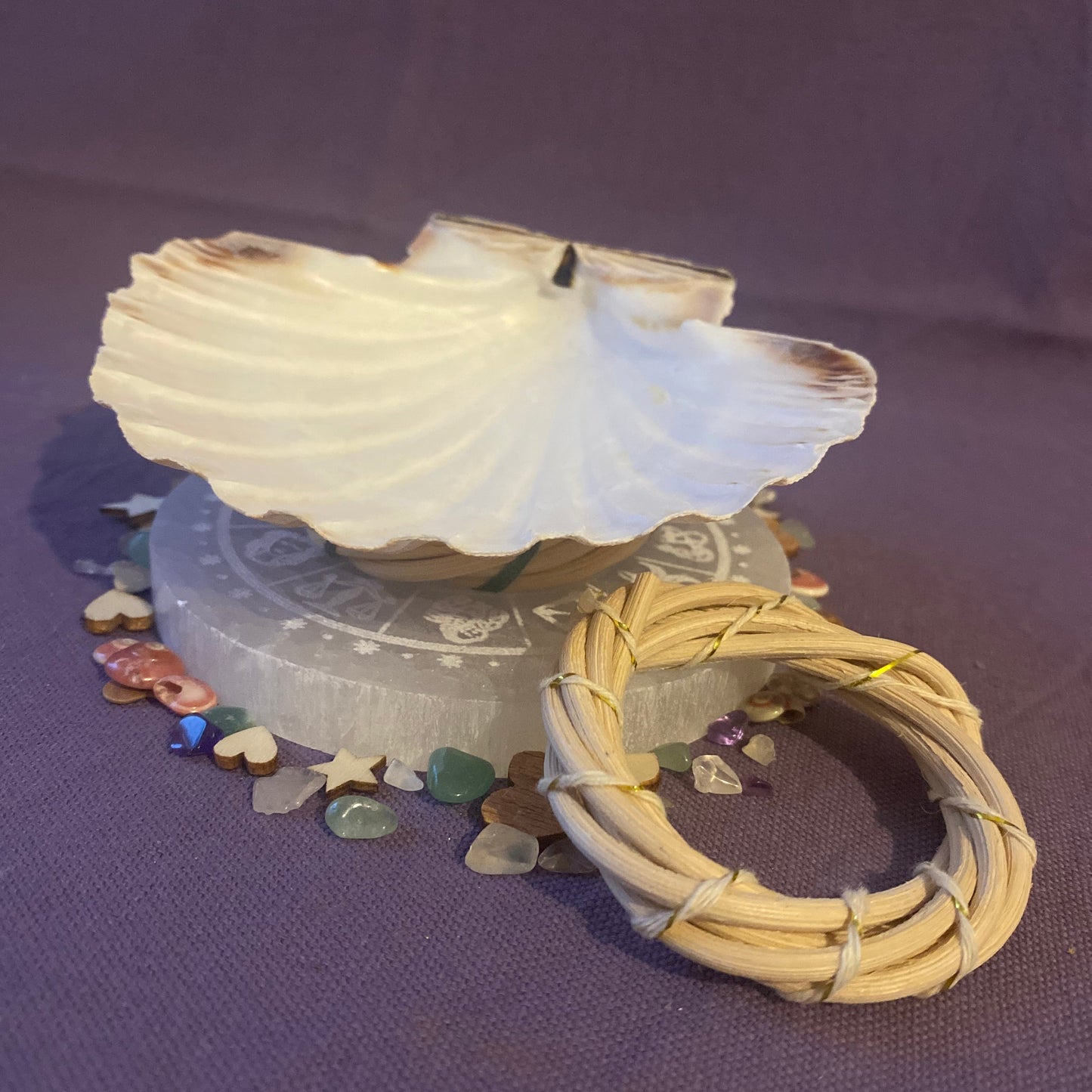 Coquille Saint-Jacques avec son support Rotin ou Bambou