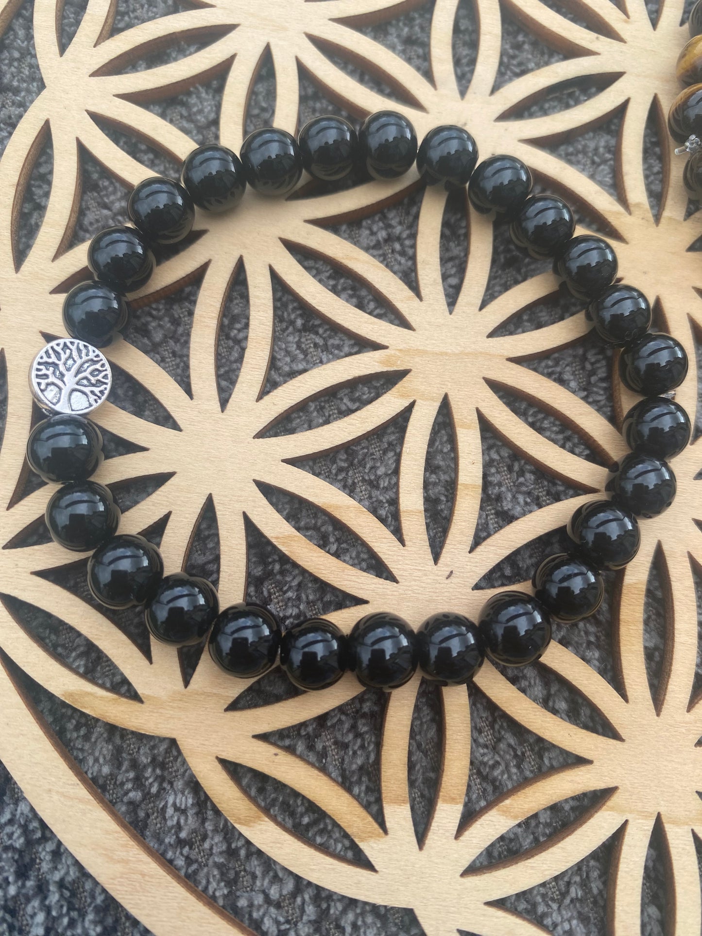 Bracelet Homme - Onyx Noir et Arbre de Vie