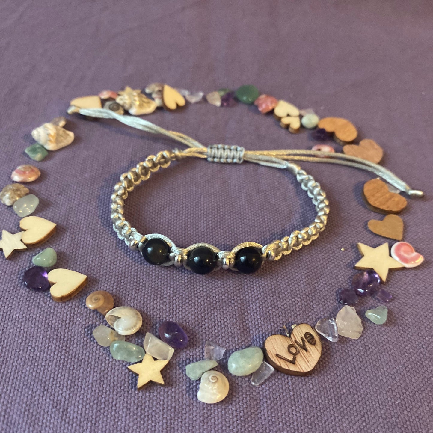 Bracelet Macramé et 3 Perles