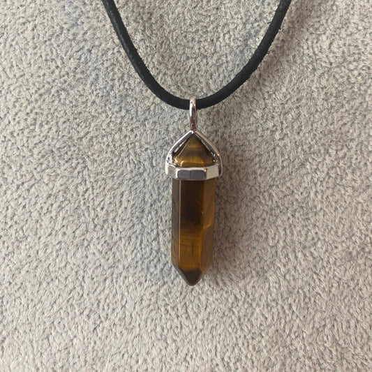 Pendentif en forme de pointe en pierre naturelle oeil de tigre