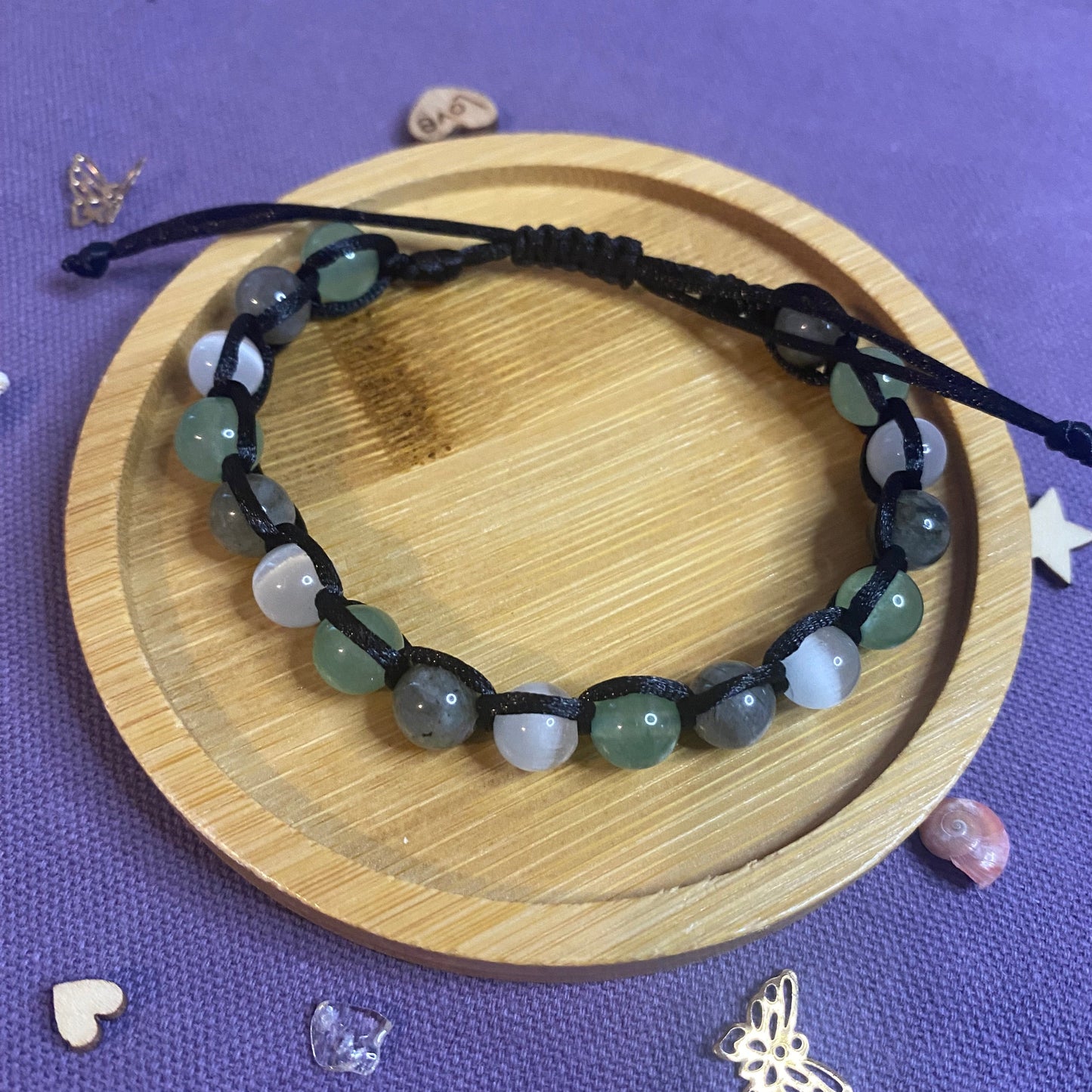 bracelet énergétique Harmonie pour homme avec aventurine verte, labradorite et sélénite