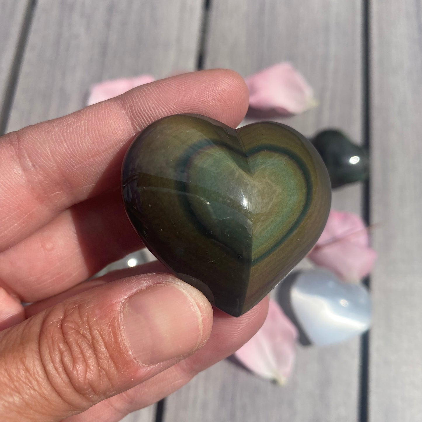 cœur en pierre naturelle obsidienne œil céleste
