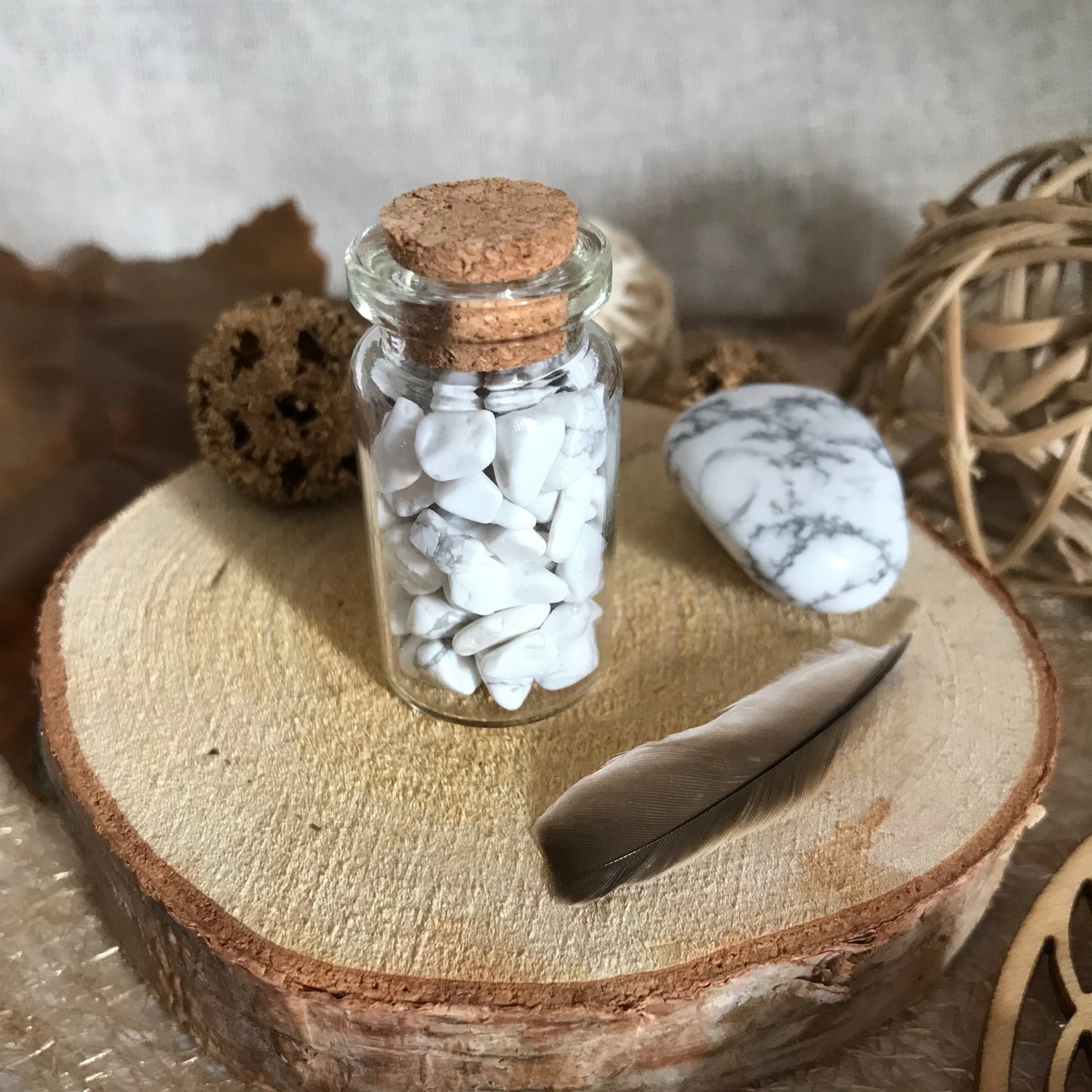 adorable fiole de chips de pierre naturelle de howlite