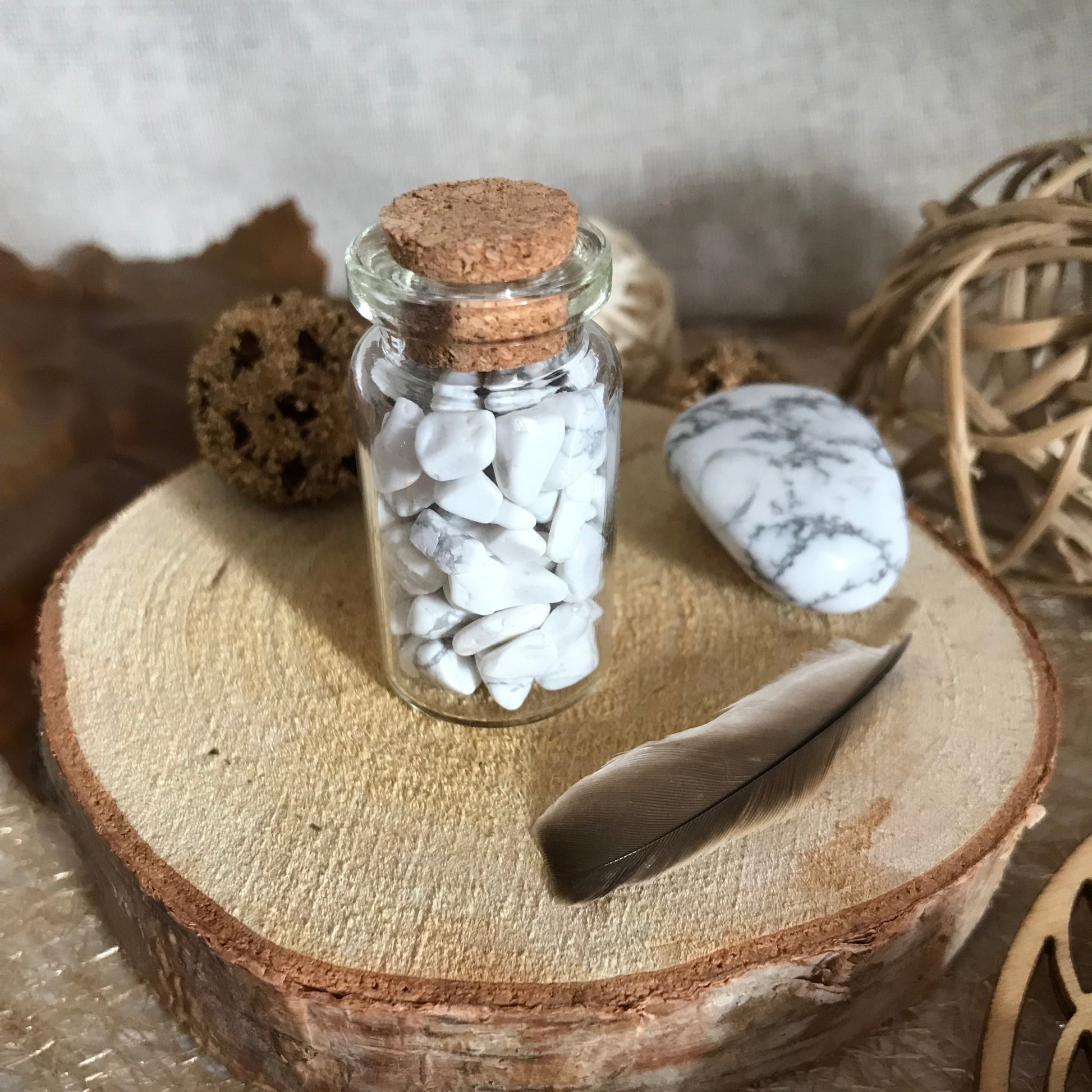 adorable fiole de chips de pierre naturelle de howlite