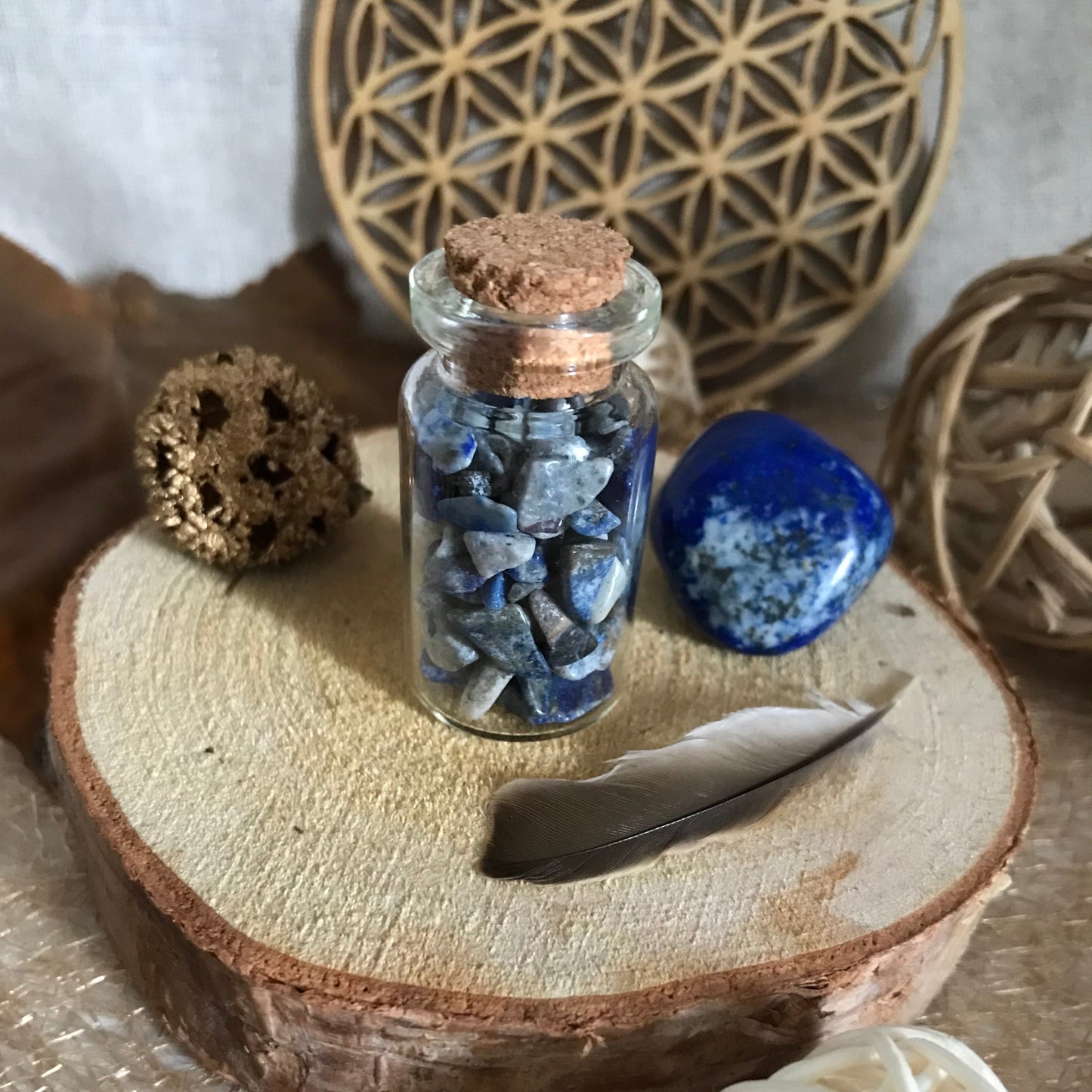 adorable fiole de chips de pierre naturelle de lapis lazuli