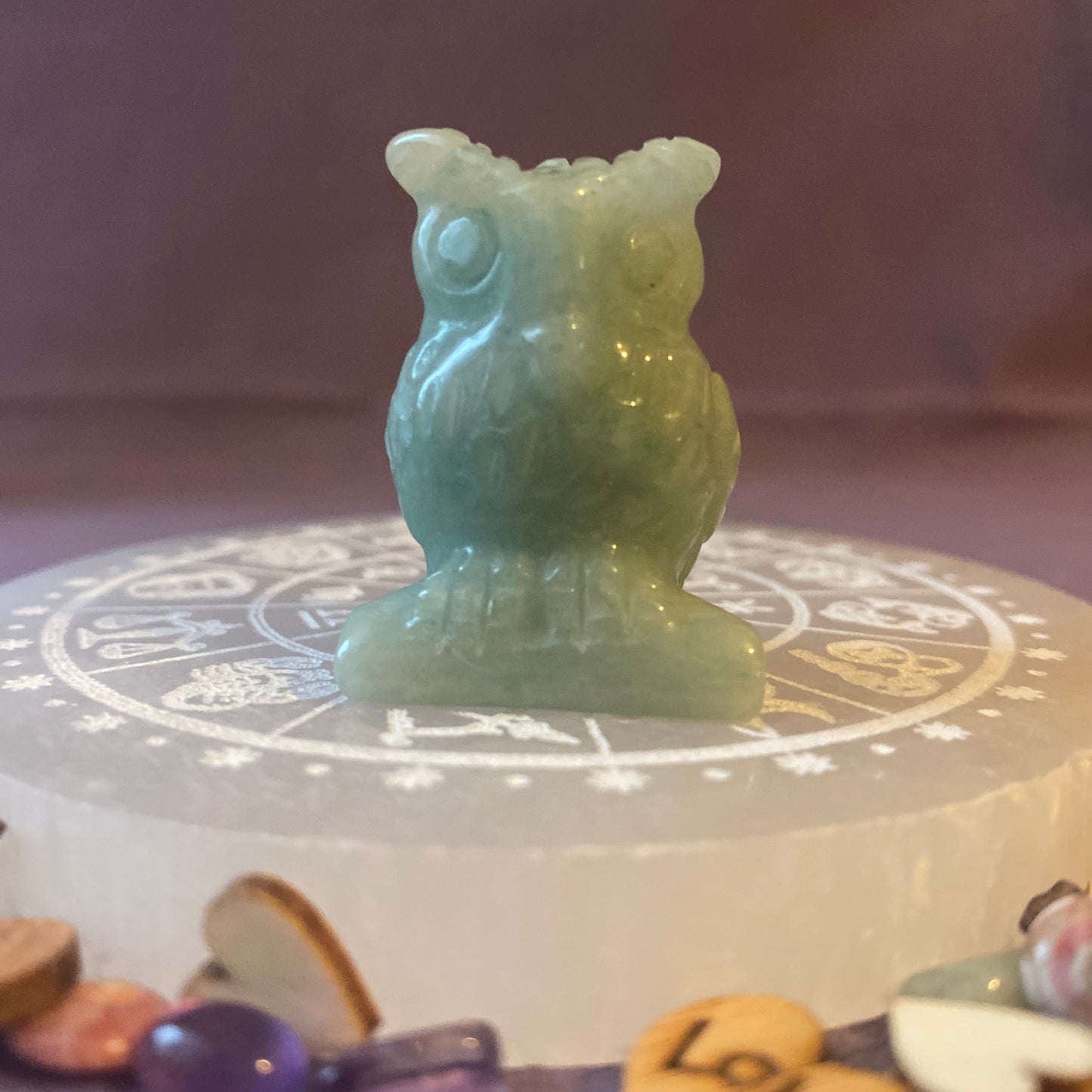 petit hibou en pierre naturelle aventurine verte