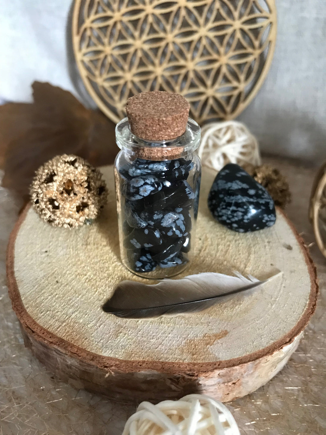 Pierre naturelle Obsidienne Neige mouchetée