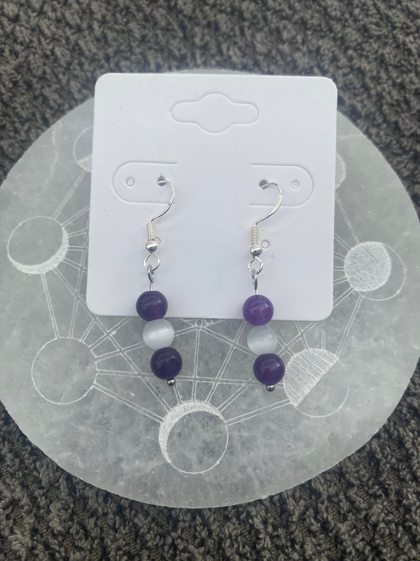 Boucles d’Oreilles en Pierres Naturelles - 3 Perles 6mm