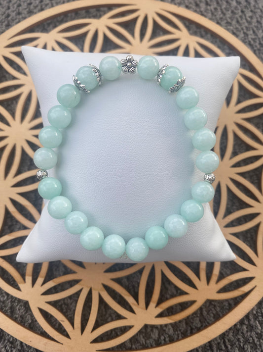 Bracelet Femme - Amazonite et Breloques Argentées