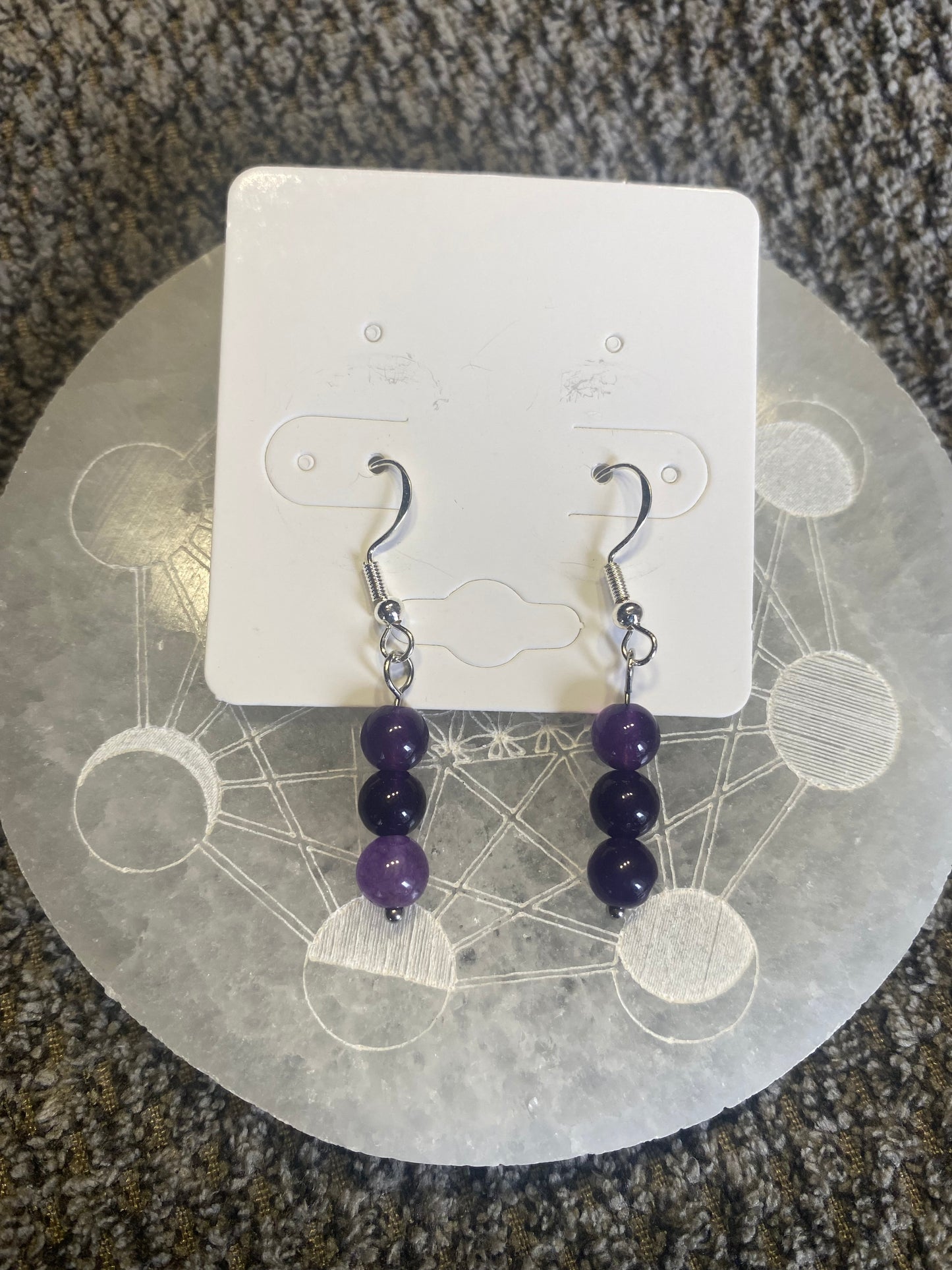 Boucles d’Oreilles en Pierres Naturelles - 3 Perles 6mm