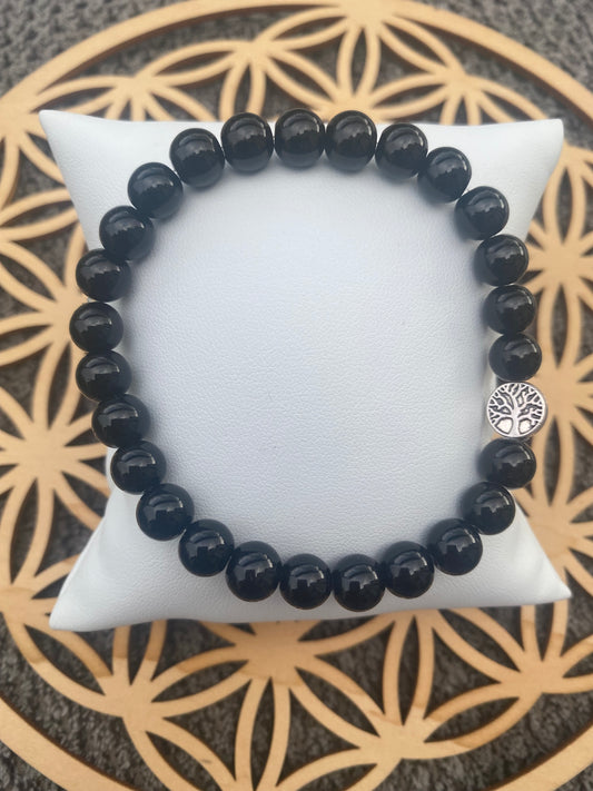 Bracelet Homme - Onyx Noir et Arbre de Vie