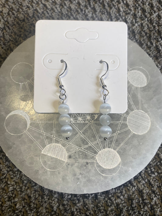 Boucles d’Oreilles en Pierres Naturelles - 3 Perles 6mm